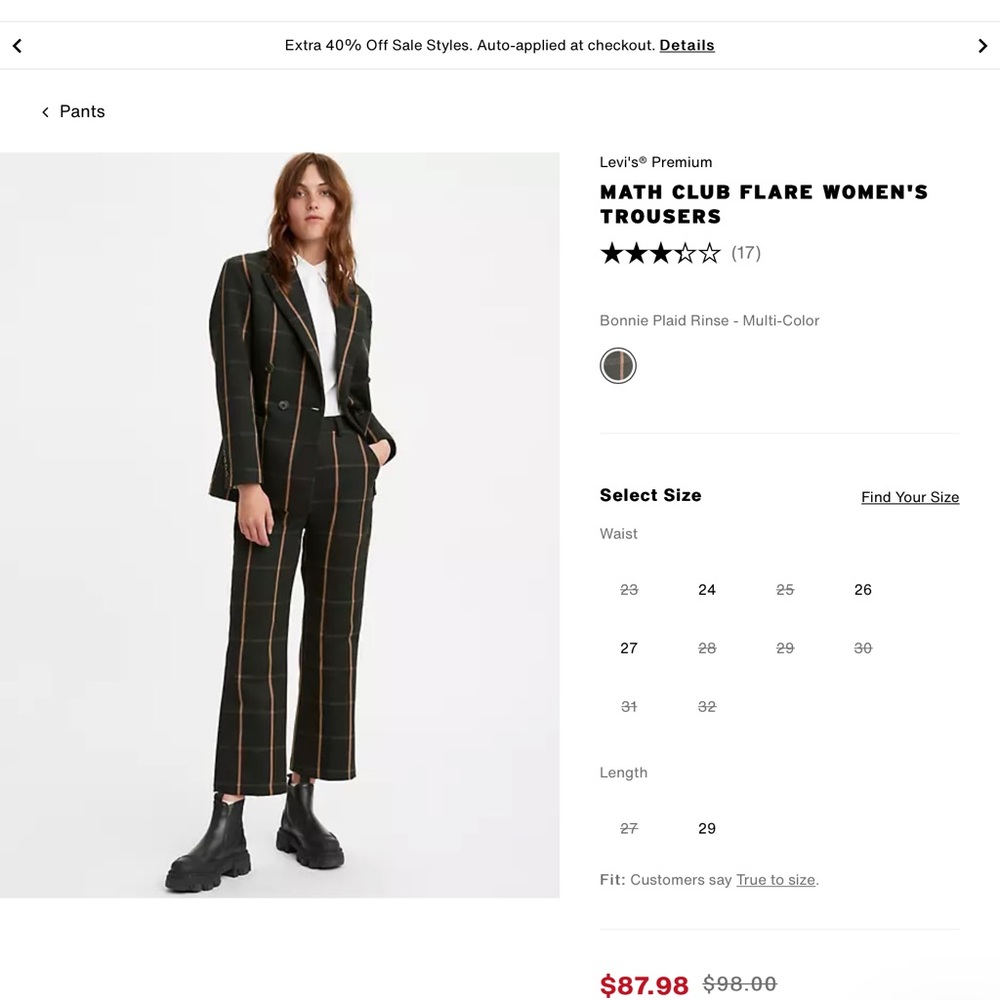 Levi’s math club plaid flare trousers